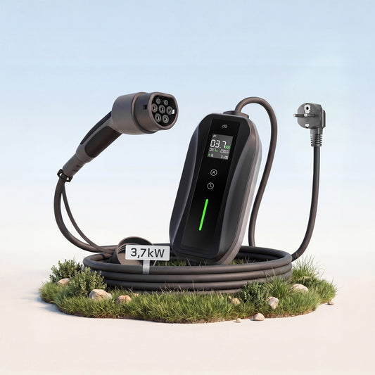 dé Cavo Ricarica Auto Elettrica Tipo 2 Schuko 3,7 kW (6–16A) – Wallbox Portatile con LCD e Supporto