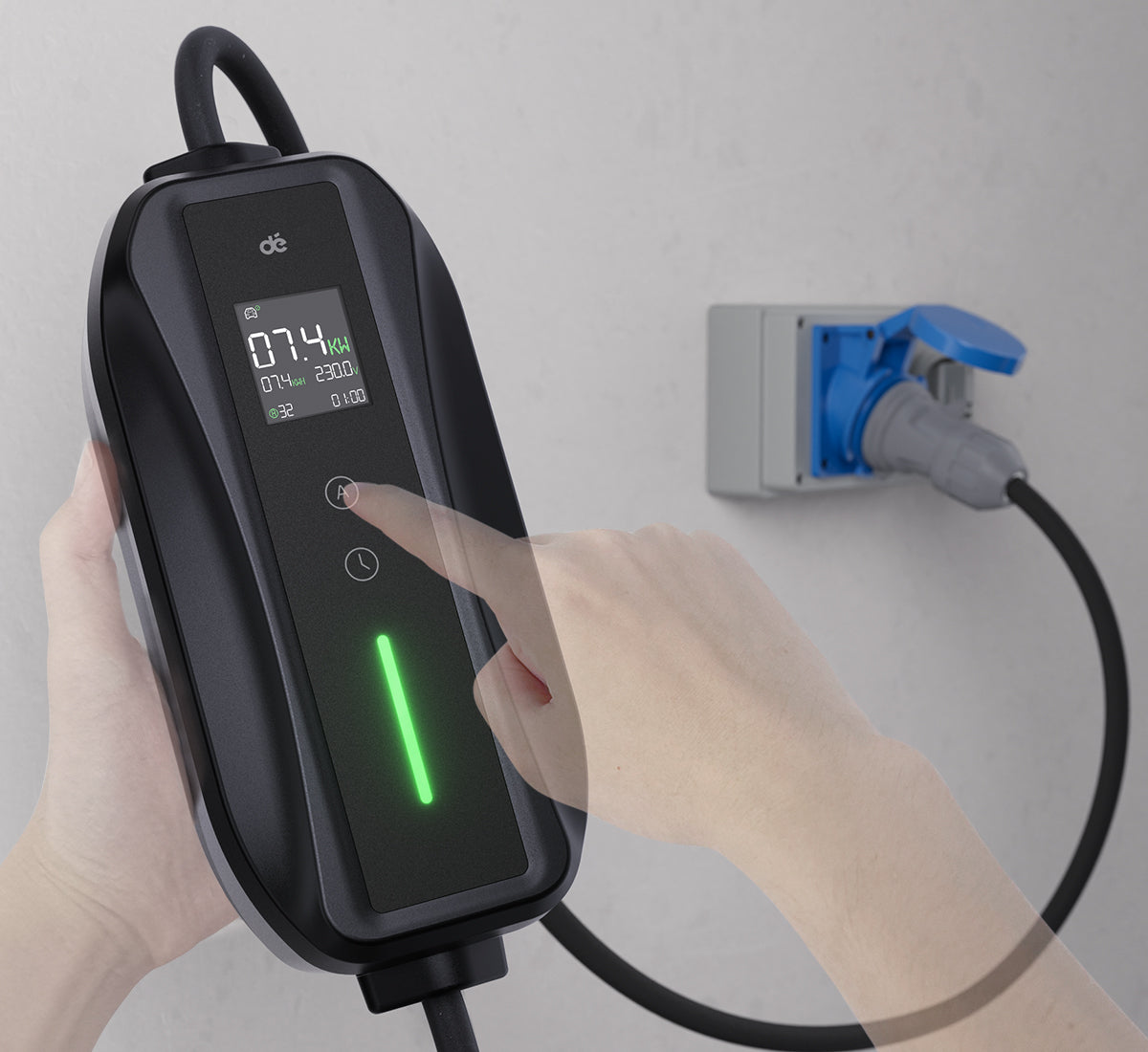 dé Caricatore EV Portatile 7 kW Tipo 2 T1 (32A, Monofase): controllo tramite display e tasti