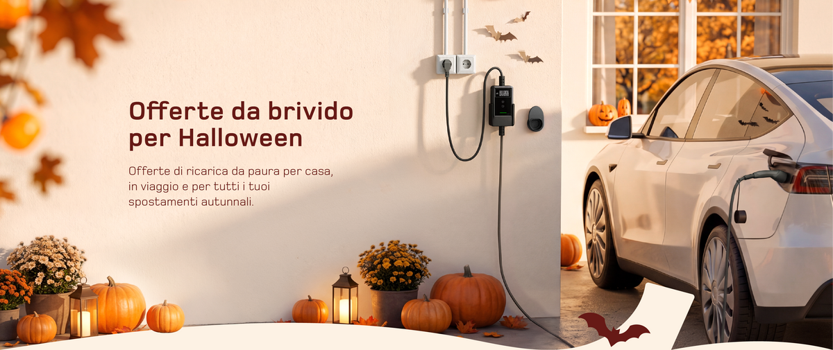 Offerte di Halloween dé per ricaricare l'auto elettrica a casa e in viaggio