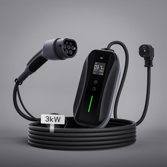 dé Cavo Ricarica Auto Elettrica Tipo 2 Schuko 3,7 kW (6–16A) – Wallbox Portatile con LCD e Supporto