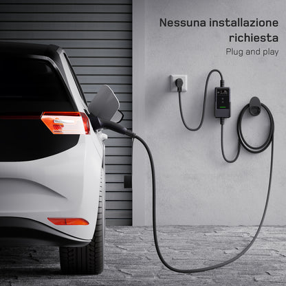dé Caricatore Auto Elettrica Portatile 3,7 kW Tipo 2 Schuko (6–16A) con APP & LCD