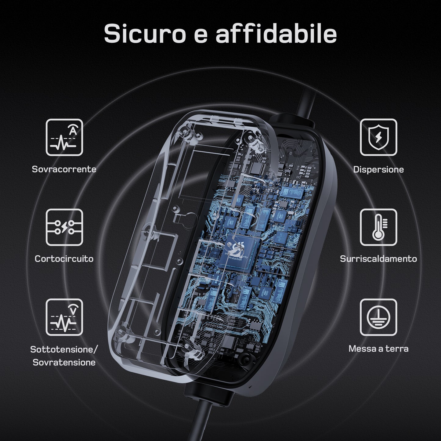 dé Cavo Ricarica Auto Elettrica Tipo 2 Schuko 3,7 kW (6–16A) – Wallbox Portatile con LCD e Supporto