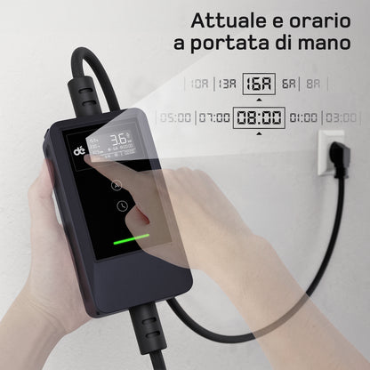 dé Caricatore Auto Elettrica Portatile 3,7 kW Tipo 2 Schuko (6–16A) con APP & LCD
