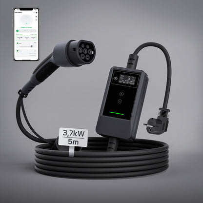 dé Caricatore Auto Elettrica Portatile 3,7 kW Tipo 2 Schuko (6–16A) con APP & LCD