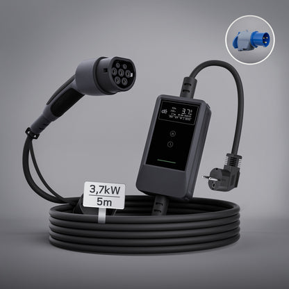 dé Caricatore Auto Elettrica Portatile 3,7 kW Tipo 2 Schuko (6–16A) con APP & LCD