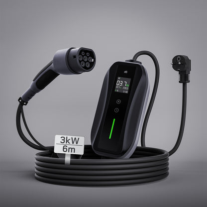 dé Cavo Ricarica Auto Elettrica Tipo 2 Schuko 3,7 kW (6–16A) – Wallbox Portatile con LCD e Supporto