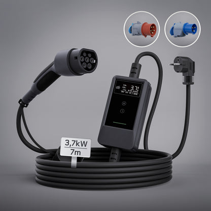 dé Caricatore Auto Elettrica Portatile 3,7 kW Tipo 2 Schuko (6–16A) con APP & LCD