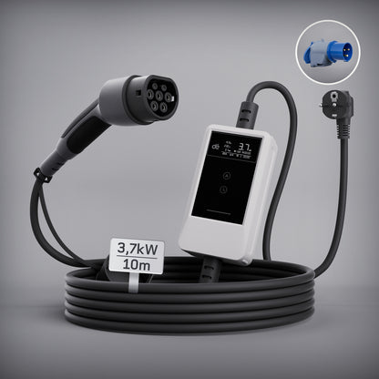 dé Caricatore Auto Elettrica Portatile 3,7 kW Tipo 2 Schuko (6–16A) con APP & LCD