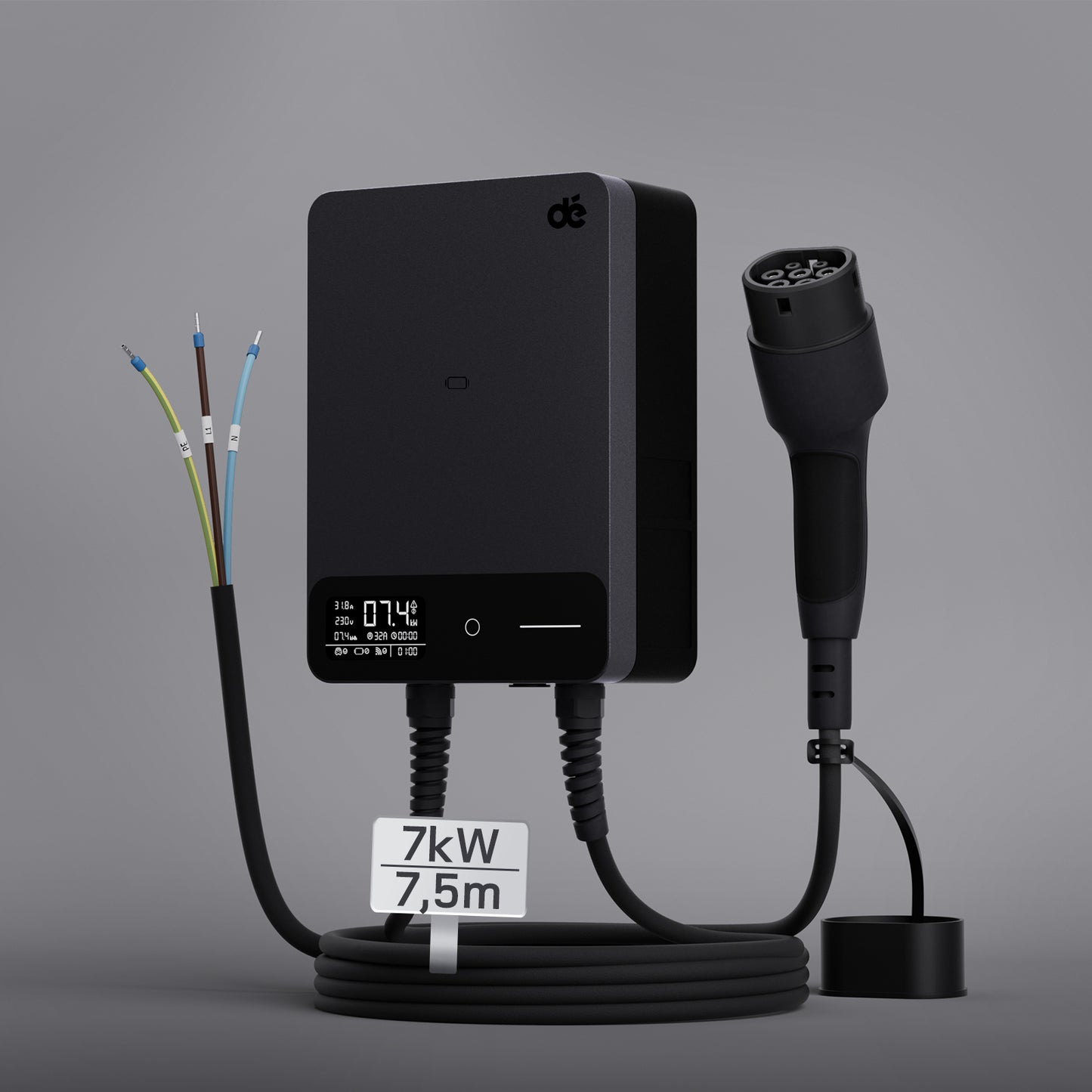 dé Wallbox Smart 7,4 kW Monofase Tipo 2 (32A, 230V) – Wi-Fi/Bluetooth, RFID